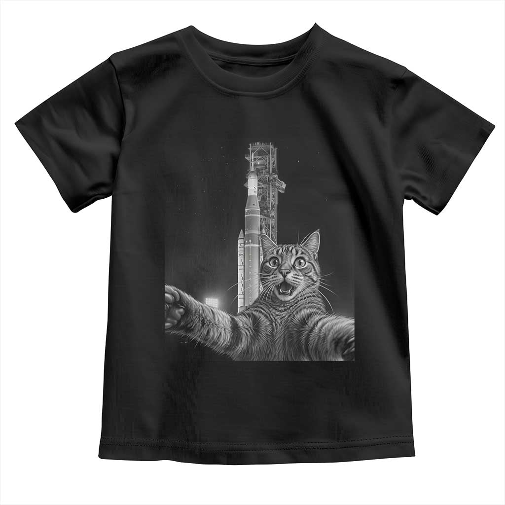 Funny Cat Selfie Lunar Mission 2026 Toddler T Shirt TS14 Black Print Your Wear