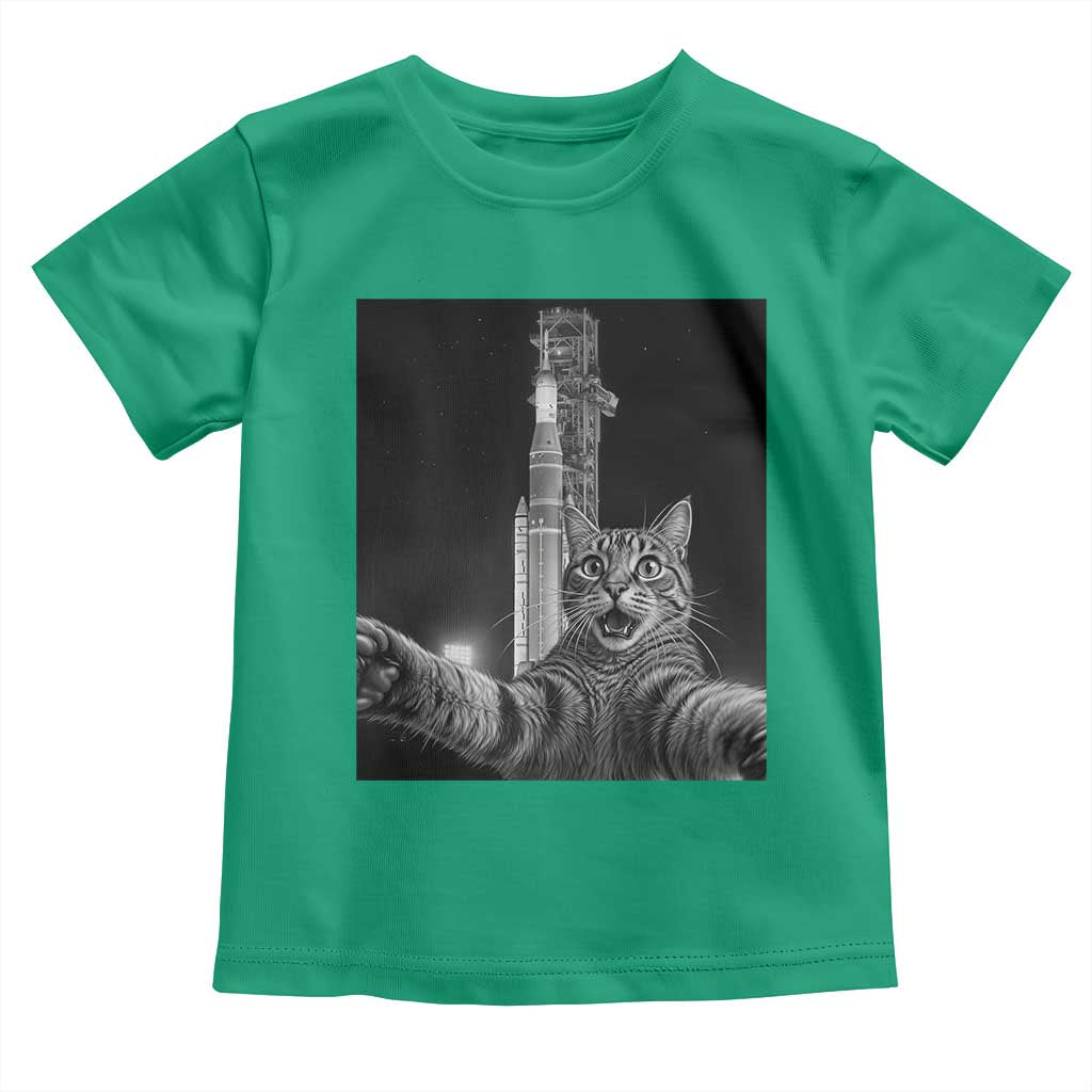 Funny Cat Selfie Lunar Mission 2026 Toddler T Shirt TS14 Irish Green Print Your Wear