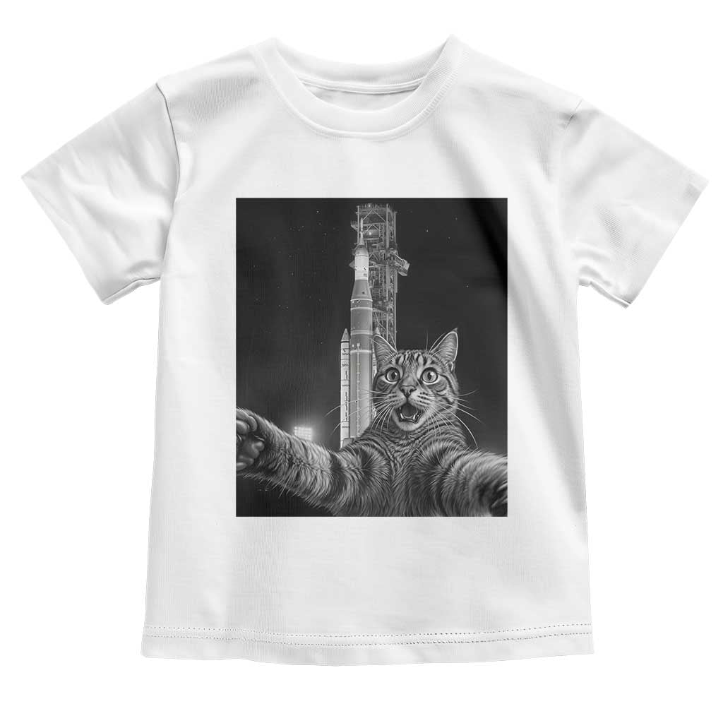 Funny Cat Selfie Lunar Mission 2026 Toddler T Shirt TS14 White Print Your Wear