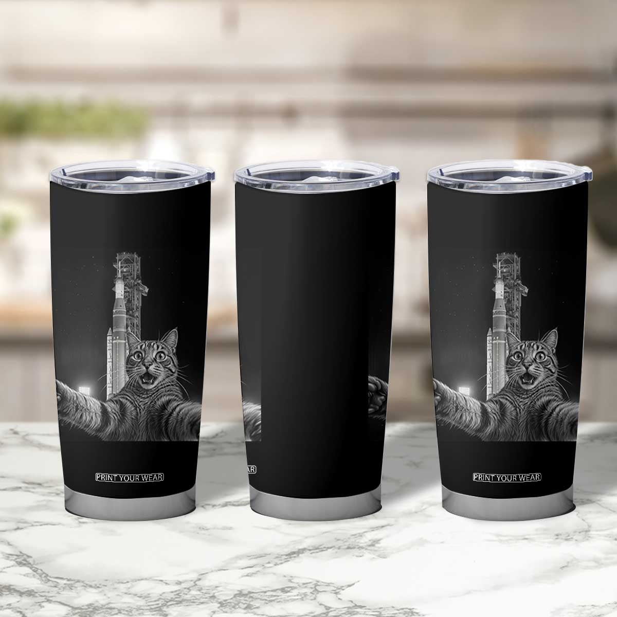 Funny Cat Selfie Lunar Mission 2026 Tumbler Cup TS14 Print Your Wear