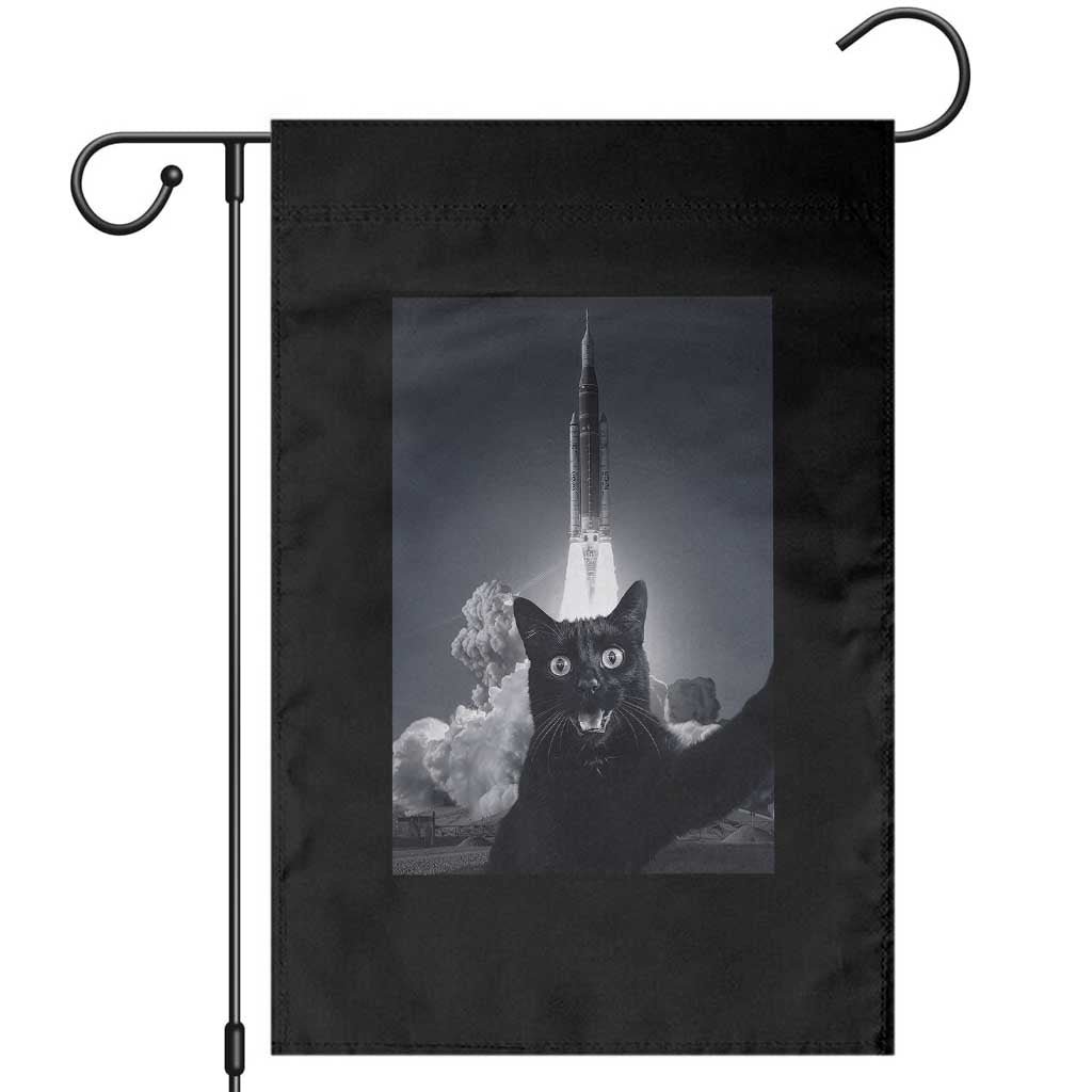 Funny Black Cat Selfie Garden Flag Back To The Moon Mission 2026 TS14 Black Print Your Wear