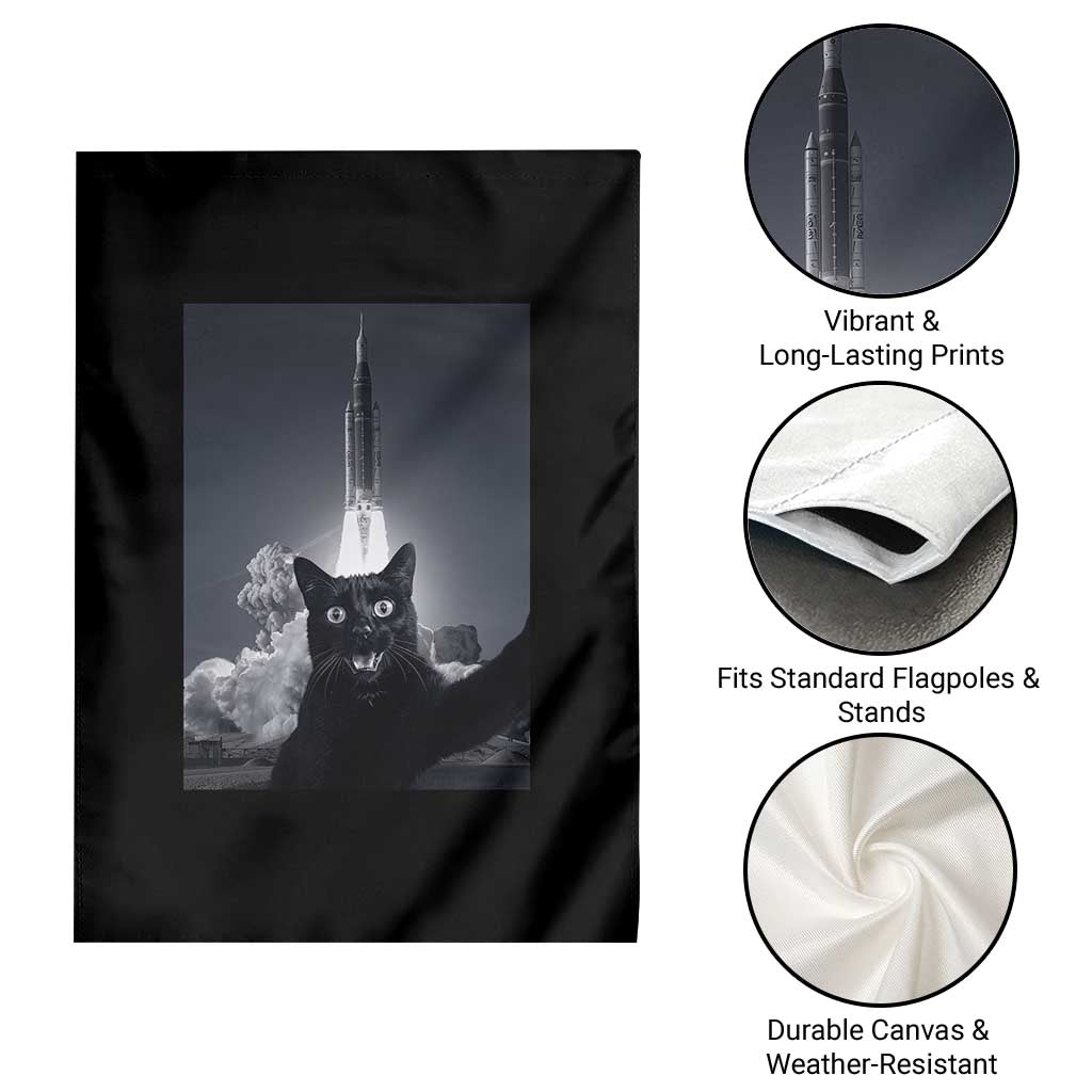 Funny Black Cat Selfie Garden Flag Back To The Moon Mission 2026 TS14 Print Your Wear