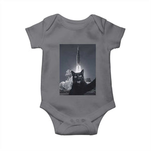 Funny Black Cat Selfie Baby Onesie Back To The Moon Mission 2026 TS14 Charcoal Print Your Wear