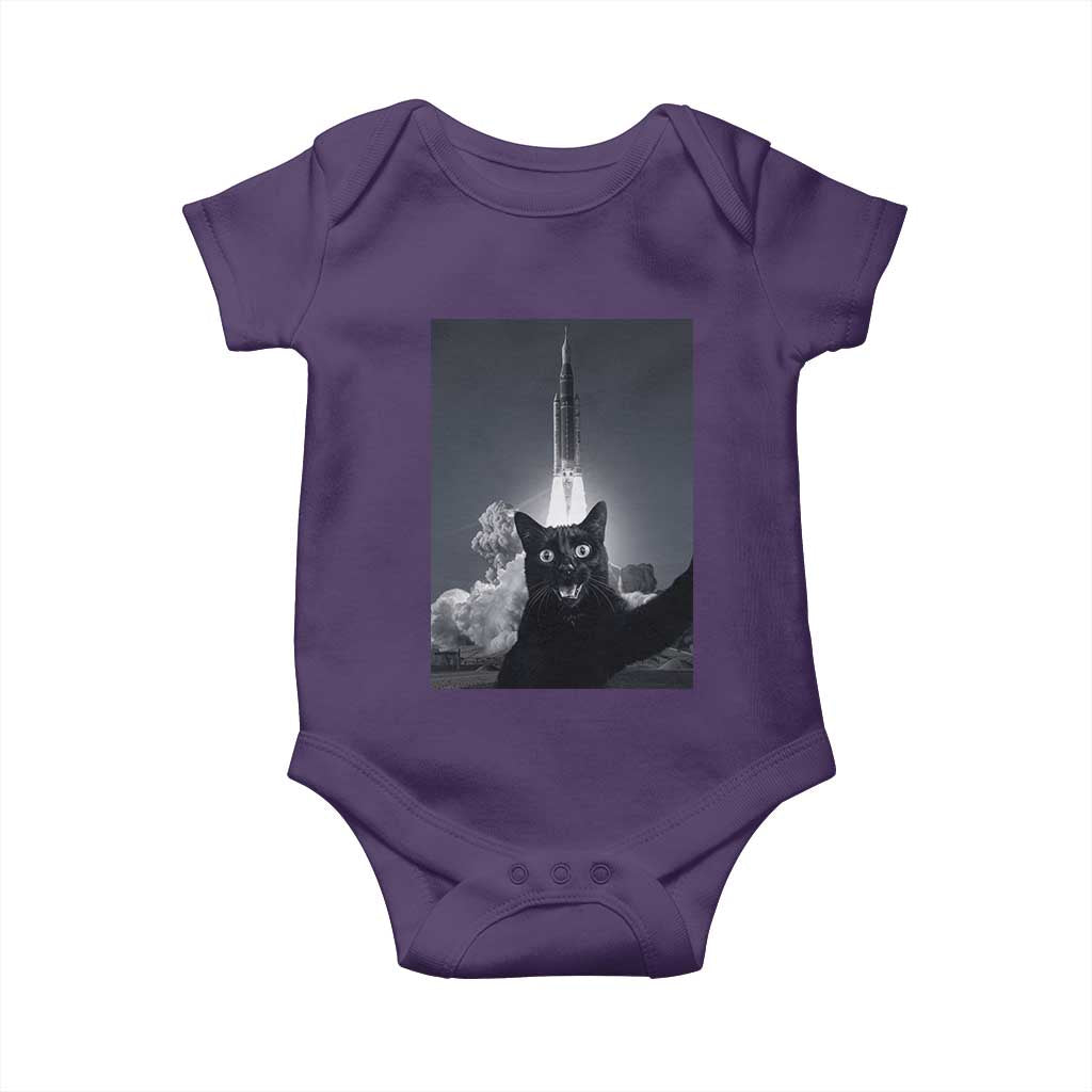Funny Black Cat Selfie Baby Onesie Back To The Moon Mission 2026 TS14 Purple Print Your Wear
