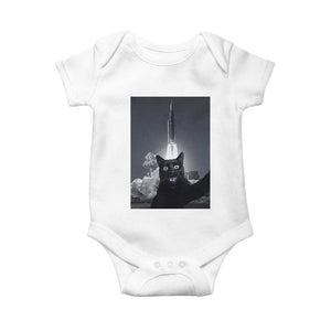 Funny Black Cat Selfie Baby Onesie Back To The Moon Mission 2026 TS14 White Print Your Wear