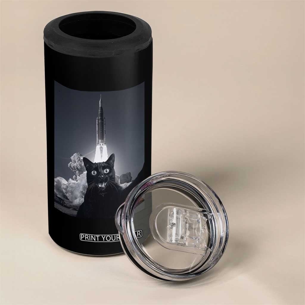 Funny Black Cat Selfie 4 in 1 Can Cooler Tumbler Back To The Moon Mission 2026 TS14 Print Your Wear