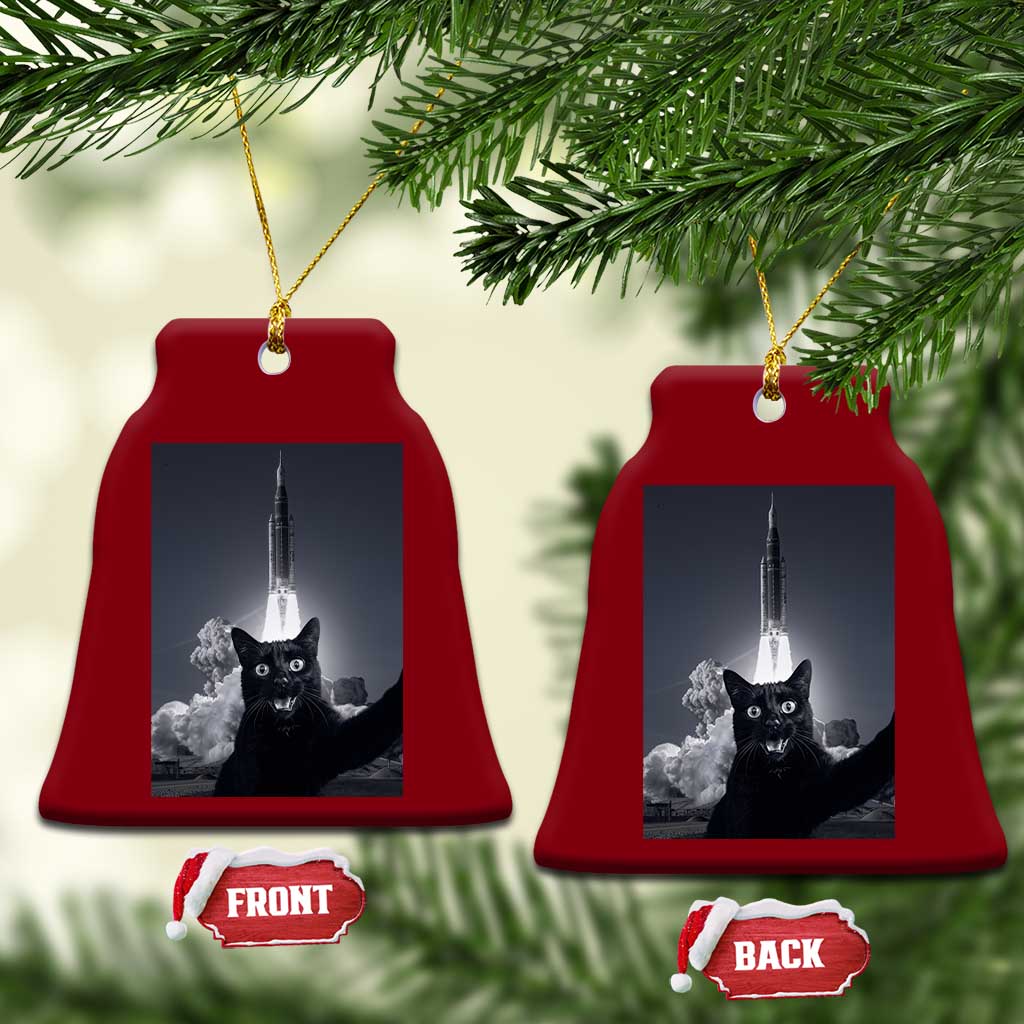 Funny Black Cat Selfie Ceramic Ornament Back To The Moon Mission 2026 TS14 Print Your Wear