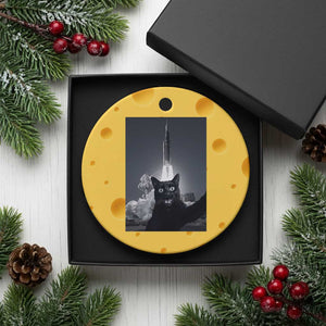 Funny Black Cat Selfie Ceramic Ornament Back To The Moon Mission 2026 TS14 1pc Yellow Cheese Print Your Wear
