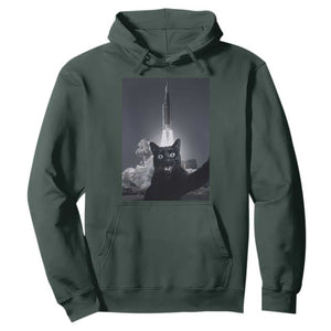Funny Black Cat Selfie Hoodie Back To The Moon Mission 2026 TS14 Dark Forest Green Print Your Wear