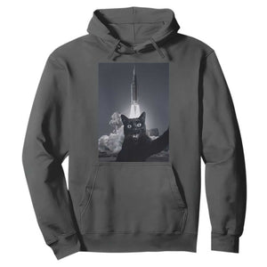 Funny Black Cat Selfie Hoodie Back To The Moon Mission 2026 TS14 Dark Heather Print Your Wear