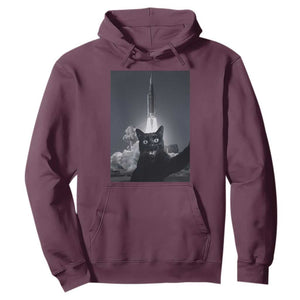 Funny Black Cat Selfie Hoodie Back To The Moon Mission 2026 TS14 Maroon Print Your Wear
