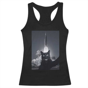 Funny Black Cat Selfie Racerback Tank Top Back To The Moon Mission 2026 TS14 Black Print Your Wear