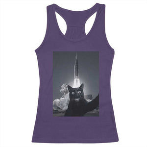 Funny Black Cat Selfie Racerback Tank Top Back To The Moon Mission 2026 TS14 Purple Print Your Wear