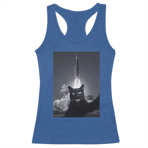Funny Black Cat Selfie Racerback Tank Top Back To The Moon Mission 2026 TS14 Royal Blue Print Your Wear