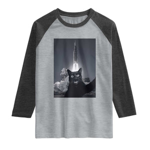 Funny Black Cat Selfie Raglan Shirt Back To The Moon Mission 2026 TS14 Heather Gray Heather Charcoal Print Your Wear