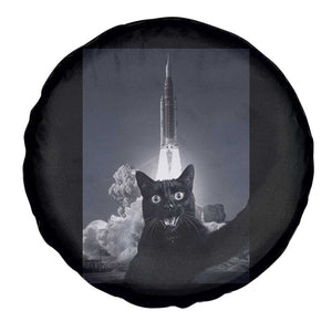 Funny Black Cat Selfie Spare Tire Cover Back To The Moon Mission 2026 TS14 Print Your Wear