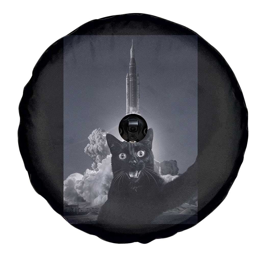 Funny Black Cat Selfie Spare Tire Cover Back To The Moon Mission 2026 TS14 Print Your Wear