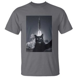 Funny Black Cat Selfie T Shirt Back To The Moon Mission 2026 TS14 Charcoal Print Your Wear