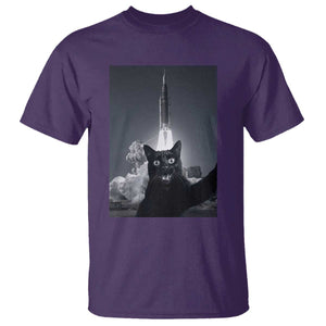 Funny Black Cat Selfie T Shirt Back To The Moon Mission 2026 TS14 Purple Print Your Wear