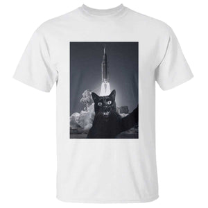 Funny Black Cat Selfie T Shirt Back To The Moon Mission 2026 TS14 White Print Your Wear