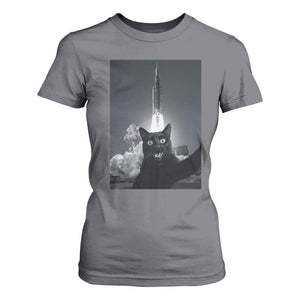 Funny Black Cat Selfie T Shirt For Women Back To The Moon Mission 2026 TS14 Charcoal Print Your Wear