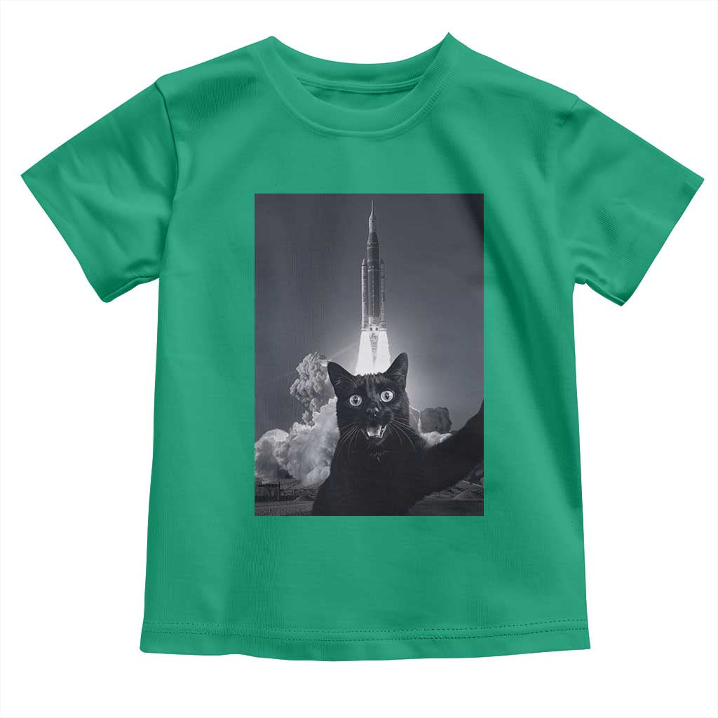 Funny Black Cat Selfie Toddler T Shirt Back To The Moon Mission 2026 TS14 Irish Green Print Your Wear