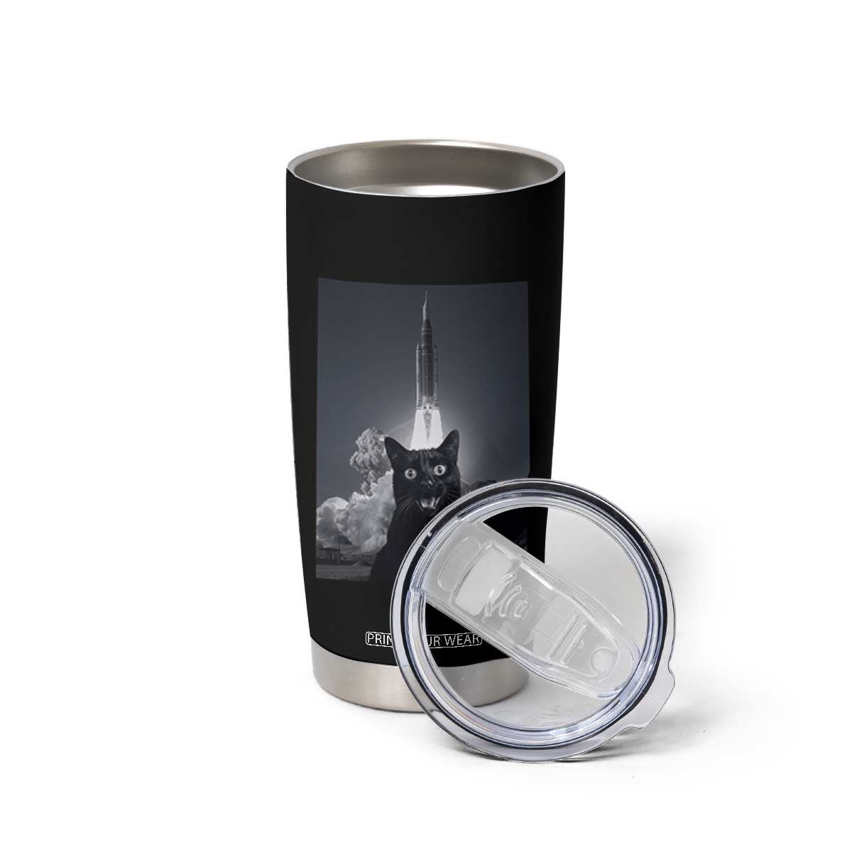 Funny Black Cat Selfie Tumbler Cup Back To The Moon Mission 2026 TS14 Print Your Wear