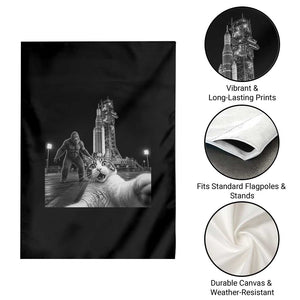 Funny Cat Selfie with Bigfoot Garden Flag Back To The Moon Mission 2026 TS14 Print Your Wear