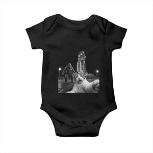 Funny Cat Selfie with Bigfoot Baby Onesie Back To The Moon Mission 2026 TS14 Black Print Your Wear