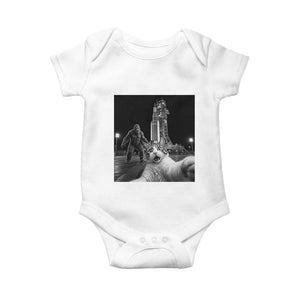 Funny Cat Selfie with Bigfoot Baby Onesie Back To The Moon Mission 2026 TS14 White Print Your Wear