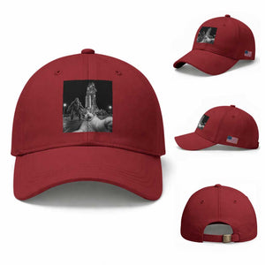 Funny Cat Selfie with Bigfoot Baseball Cap Back To The Moon Mission 2026 TS14 Baseball Cap Universal Fit Cherry Red Print Your Wear