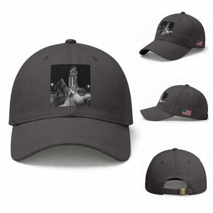 Funny Cat Selfie with Bigfoot Baseball Cap Back To The Moon Mission 2026 TS14 Baseball Cap Universal Fit Dark Gray Print Your Wear