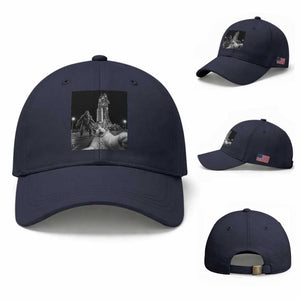 Funny Cat Selfie with Bigfoot Baseball Cap Back To The Moon Mission 2026 TS14 Baseball Cap Universal Fit Navy Print Your Wear