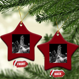 Funny Cat Selfie with Bigfoot Ceramic Ornament Back To The Moon Mission 2026 TS14 Print Your Wear