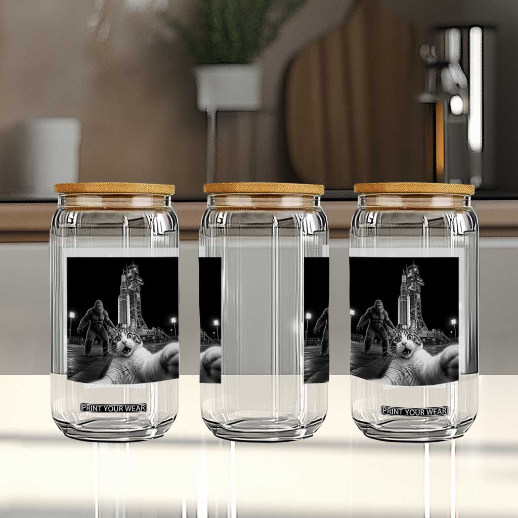 Funny Cat Selfie with Bigfoot Glass Can Back To The Moon Mission 2026 TS14 Print Your Wear