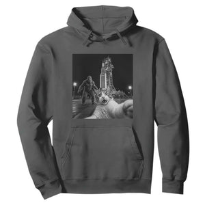 Funny Cat Selfie with Bigfoot Hoodie Back To The Moon Mission 2026 TS14 Dark Heather Print Your Wear