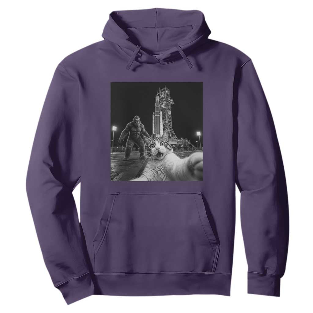 Funny Cat Selfie with Bigfoot Hoodie Back To The Moon Mission 2026 TS14 Purple Print Your Wear