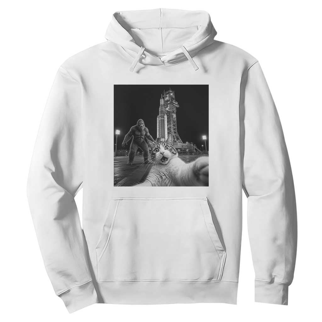Funny Cat Selfie with Bigfoot Hoodie Back To The Moon Mission 2026 TS14 White Print Your Wear
