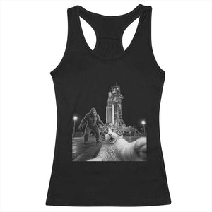 Funny Cat Selfie with Bigfoot Racerback Tank Top Back To The Moon Mission 2026 TS14 Black Print Your Wear