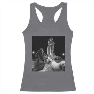 Funny Cat Selfie with Bigfoot Racerback Tank Top Back To The Moon Mission 2026 TS14 Charcoal Print Your Wear