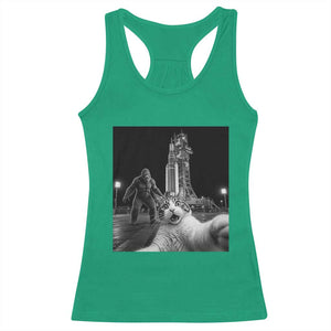 Funny Cat Selfie with Bigfoot Racerback Tank Top Back To The Moon Mission 2026 TS14 Irish Green Print Your Wear