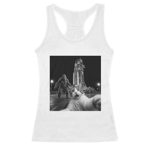 Funny Cat Selfie with Bigfoot Racerback Tank Top Back To The Moon Mission 2026 TS14 White Print Your Wear