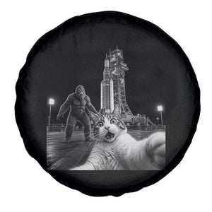 Funny Cat Selfie with Bigfoot Spare Tire Cover Back To The Moon Mission 2026 TS14 Print Your Wear