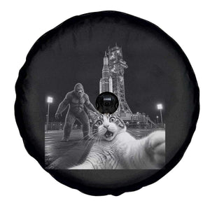 Funny Cat Selfie with Bigfoot Spare Tire Cover Back To The Moon Mission 2026 TS14 Print Your Wear