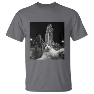 Funny Cat Selfie with Bigfoot T Shirt Back To The Moon Mission 2026 TS14 Charcoal Print Your Wear