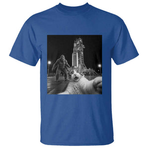Funny Cat Selfie with Bigfoot T Shirt Back To The Moon Mission 2026 TS14 Royal Blue Print Your Wear