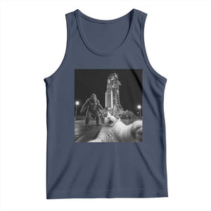 Funny Cat Selfie with Bigfoot Tank Top Back To The Moon Mission 2026 TS14 Navy Print Your Wear