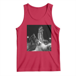 Funny Cat Selfie with Bigfoot Tank Top Back To The Moon Mission 2026 TS14 Red Print Your Wear