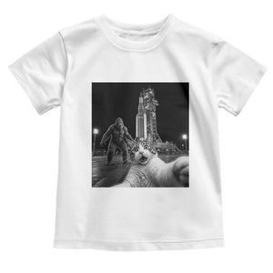 Funny Cat Selfie with Bigfoot Toddler T Shirt Back To The Moon Mission 2026 TS14 White Print Your Wear