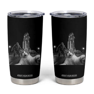 Funny Cat Selfie with Bigfoot Tumbler Cup Back To The Moon Mission 2026 TS14 Black Print Your Wear
